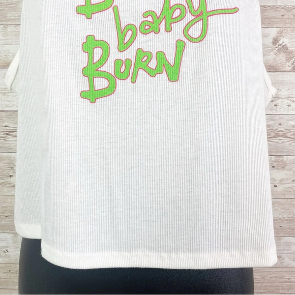 DOLLS KILL “Burn Baby Burn” Logo Racerback White Crop Top Tank 1X - Picture 3 of 9